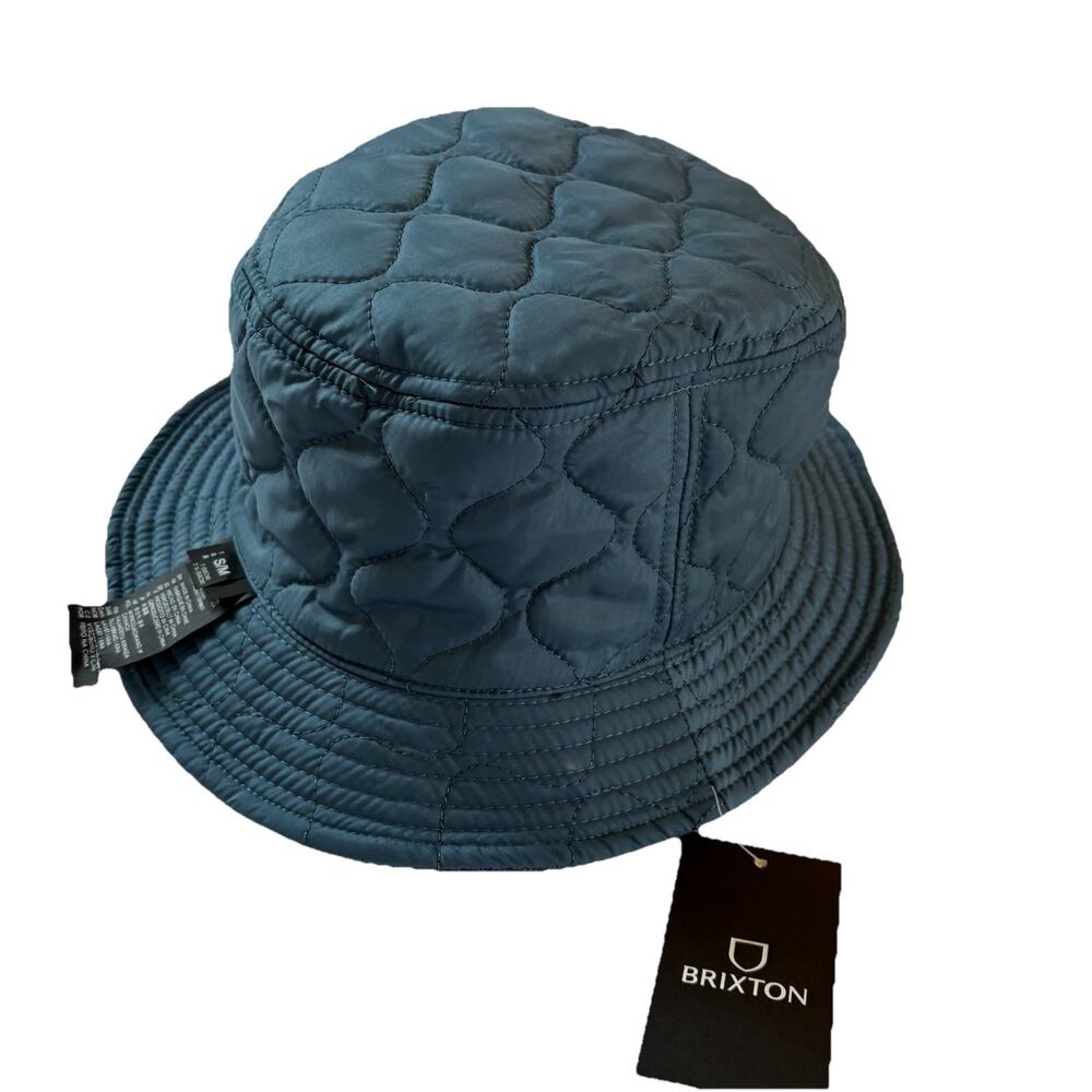 NWT Brixton Abraham Reversible Packable Quilted Bucket Hat Teal Blue Size S/M